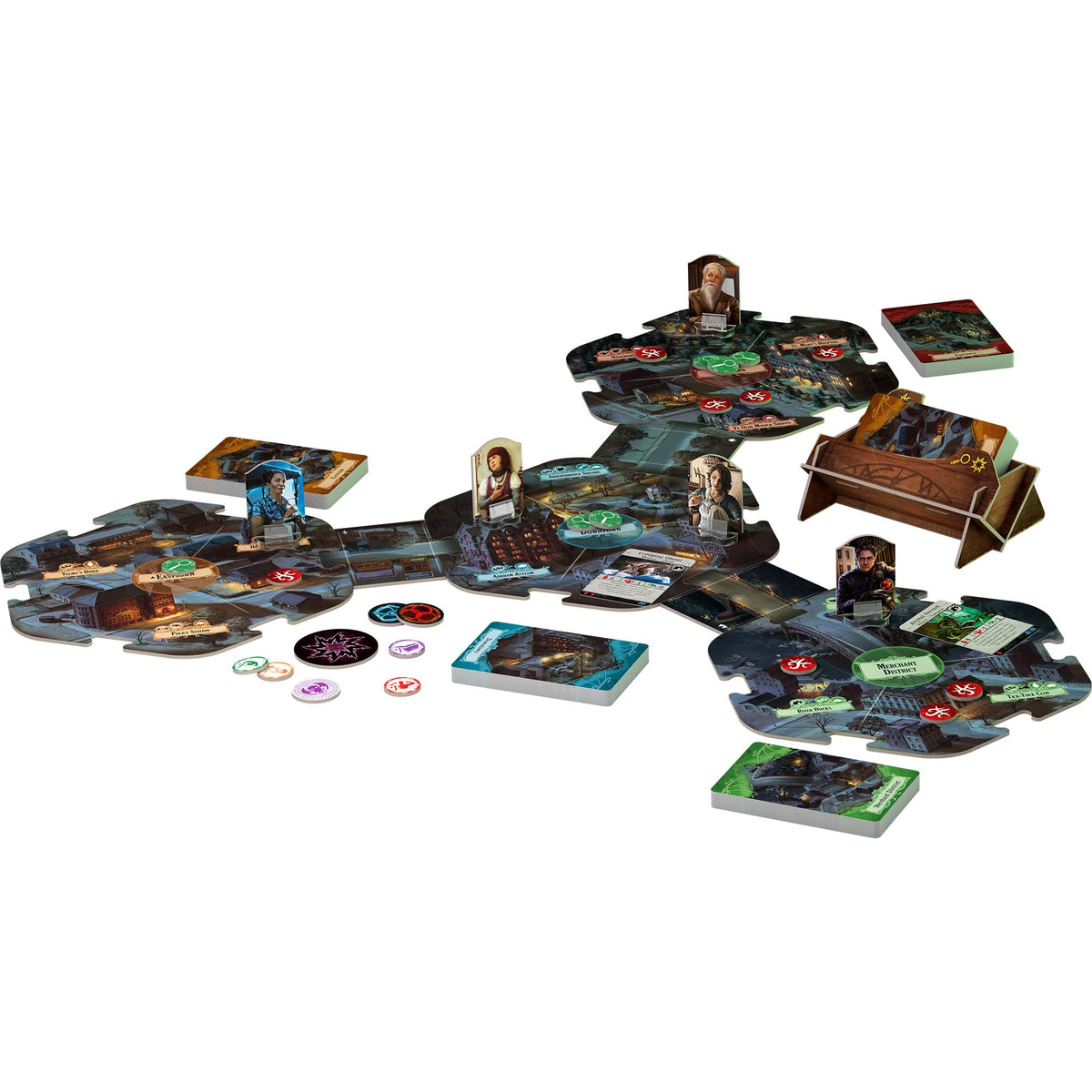 Asmodee Arkham Horror Third Edition game board invites exploration and teamwork during sessions.