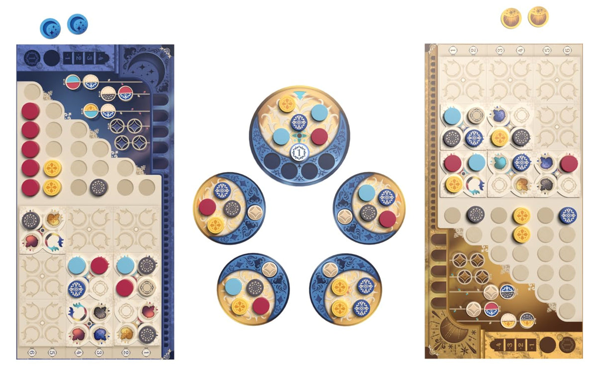 Asmodee Azul Duel two-player setup supports focused head-to-head play.