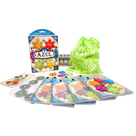 Asmodee Azul Summer Pavilion Mini bag and board highlight portable setup for travel games.