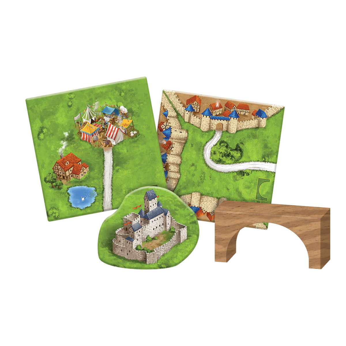 Asmodee Carcassonne 12 new land tiles expand play options and board variety.