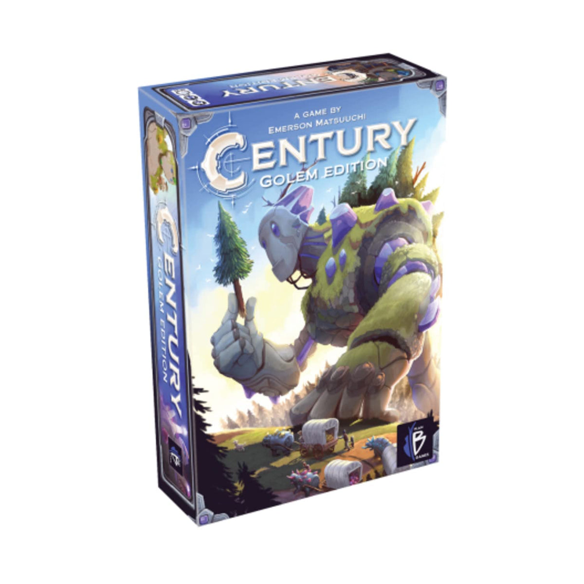 Asmodee Century Golem Edition artwork featuring Caravania scenes for an engaging family game night
