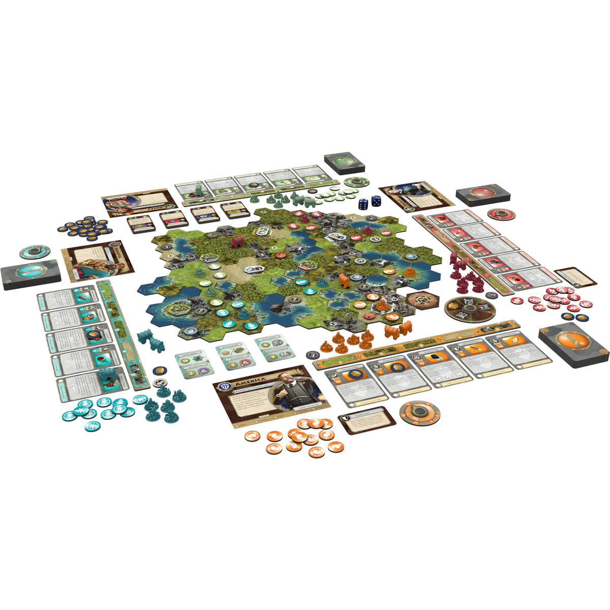Asmodee Civilization: A New Dawn components arranged for smooth setup