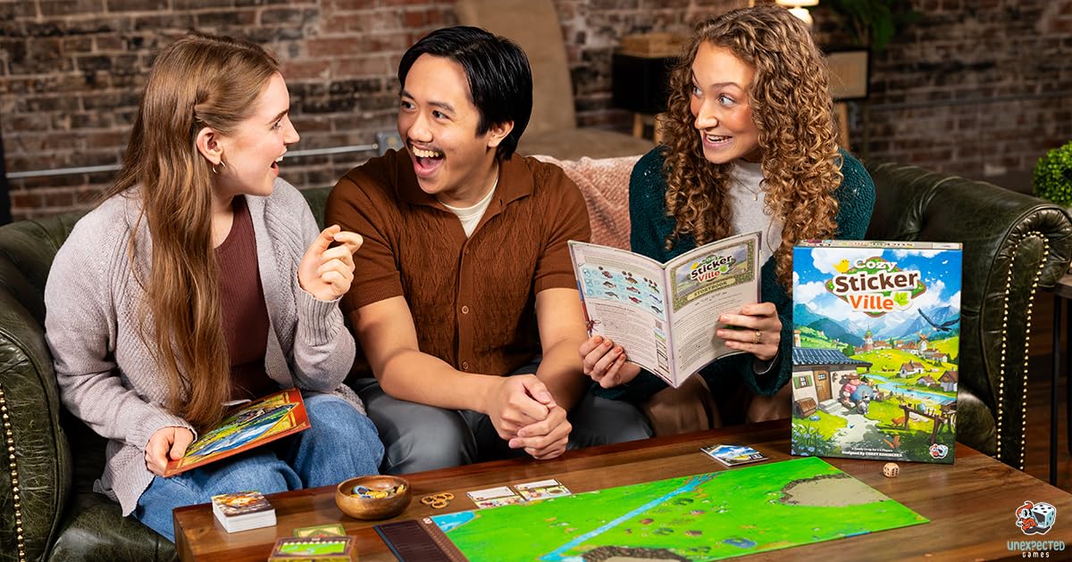 Asmodee Cozy Stickerville event cards unlock varied story scenarios.