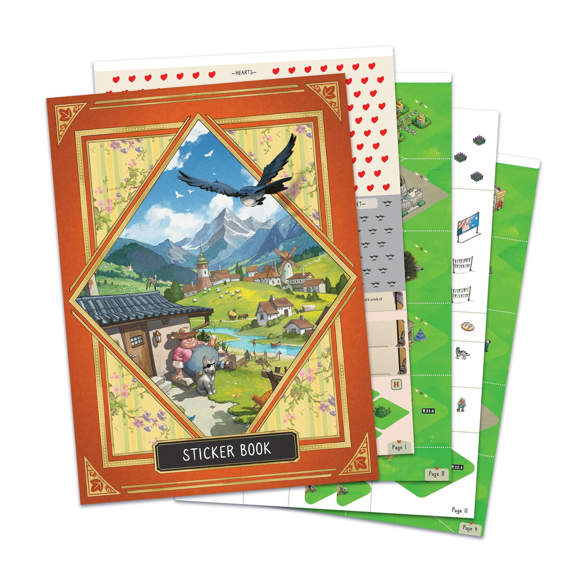 Asmodee Cozy Stickerville house stickers shape a growing village.