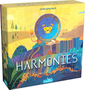 Asmodee Harmonies board setup showing balanced landscape for family play
