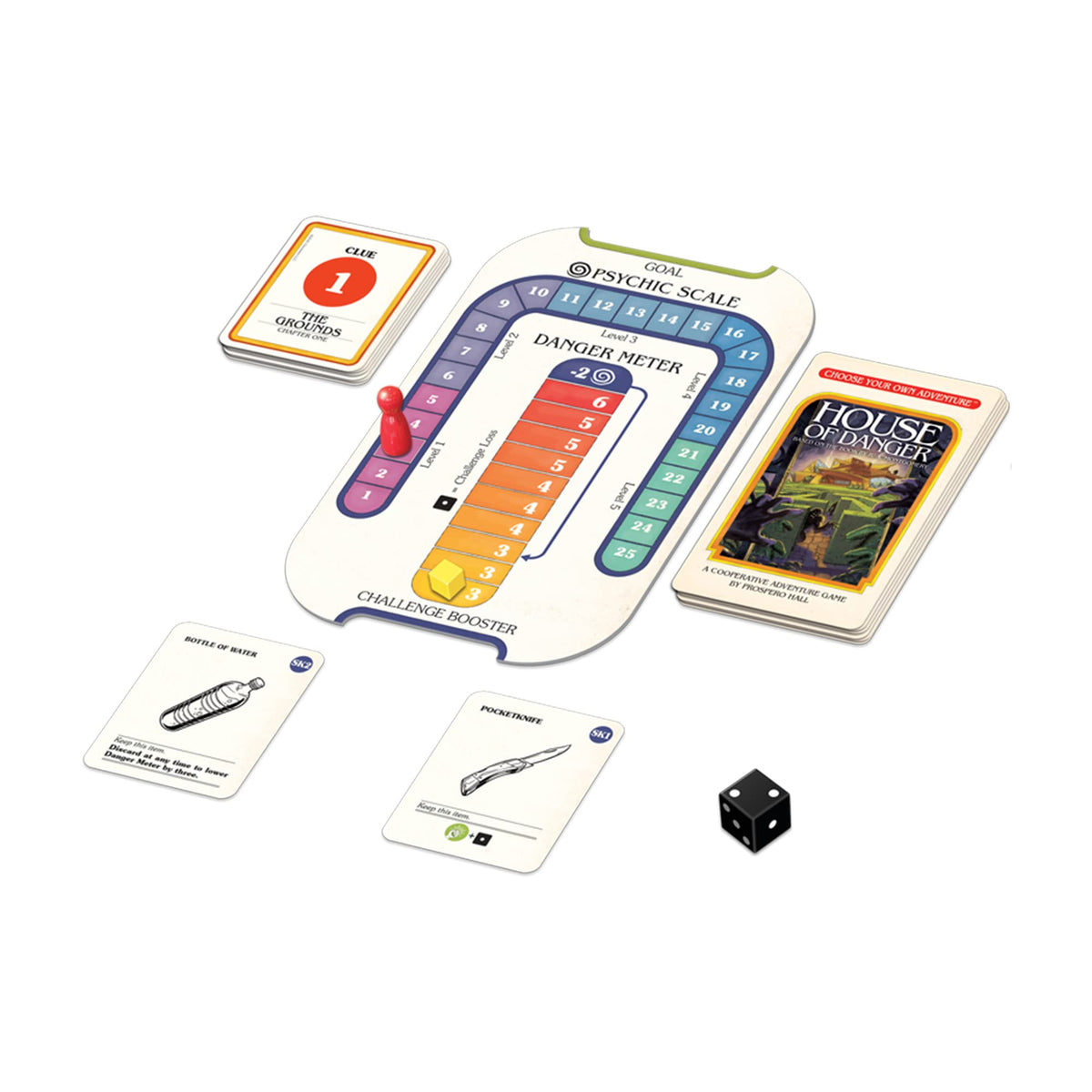 Asmodee House of Danger components laid out for group play and quick setup