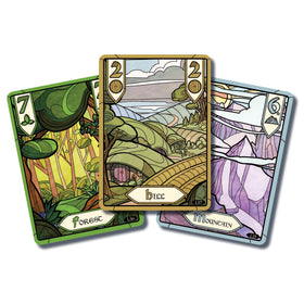 Asmodee The Fellowship stained-glass cards showcase vibrant scenes for immersive group play.