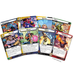 Asmodee Marvel Champions Age of Apocalypse, Bishop and Magik deck visuals for expanded play.
