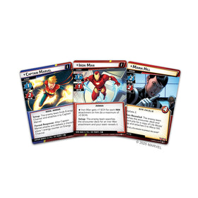 Asmodee Marvel Champions Civil War expansion playable Tigra and Hulkling decks ready for action.