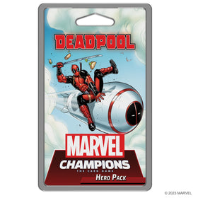 Asmodee Marvel Champions Deadpool Expanded Hero Pack box front featuring Deadpool ready for action.