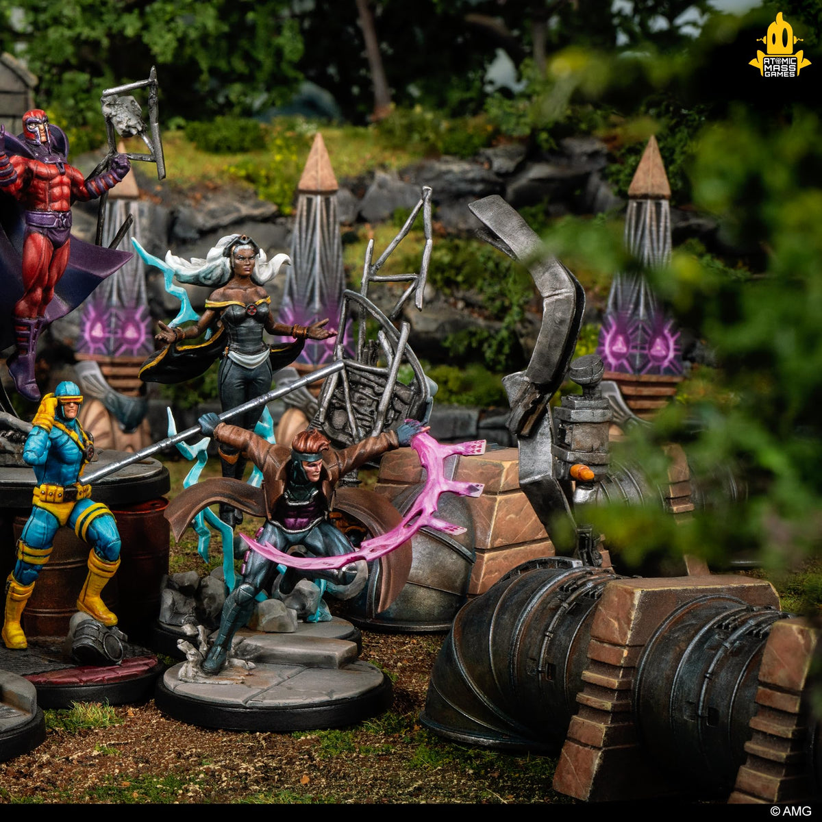 Asmodee Marvel Crisis Protocol X-Men Starter Set Bases and stands for stable setups.