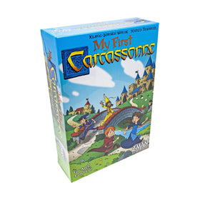 Asmodee My First Carcassonne box and tiles support simple family setup.