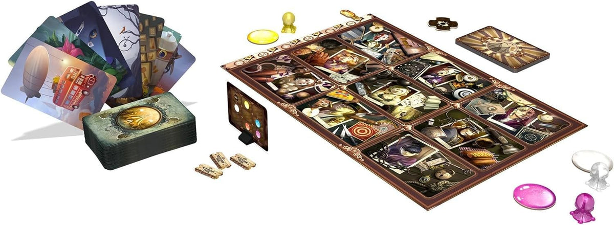 Asmodee Mysterium Park psychic clue cards arranged to guide interpretation and discussion.