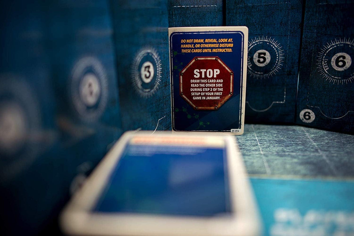 Asmodee Pandemic Legacy Season 2 card deck highlights evolving narrative prompts.