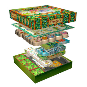 Asmodee Pergola family play scene with friends and kids enjoying garden strategy together.