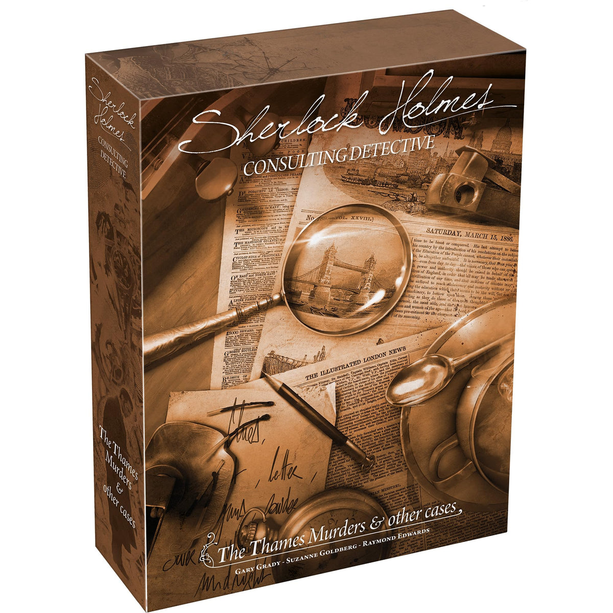 Asmodee Sherlock Holmes Consulting Detective cover art evokes Victorian mystery, ideal for starting a night of intrigue.