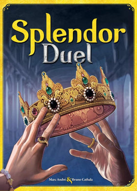 Asmodee Splendor Duel components laid out for two players, showcasing quick setup and strategic planning