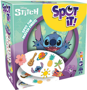 Asmodee Spot It! Disney Stitch cards show Stitch artwork for fast matching fun.