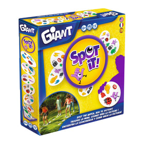 Asmodee Spot It! Giant Cards show oversized symbols for quick recognition during family game nights.