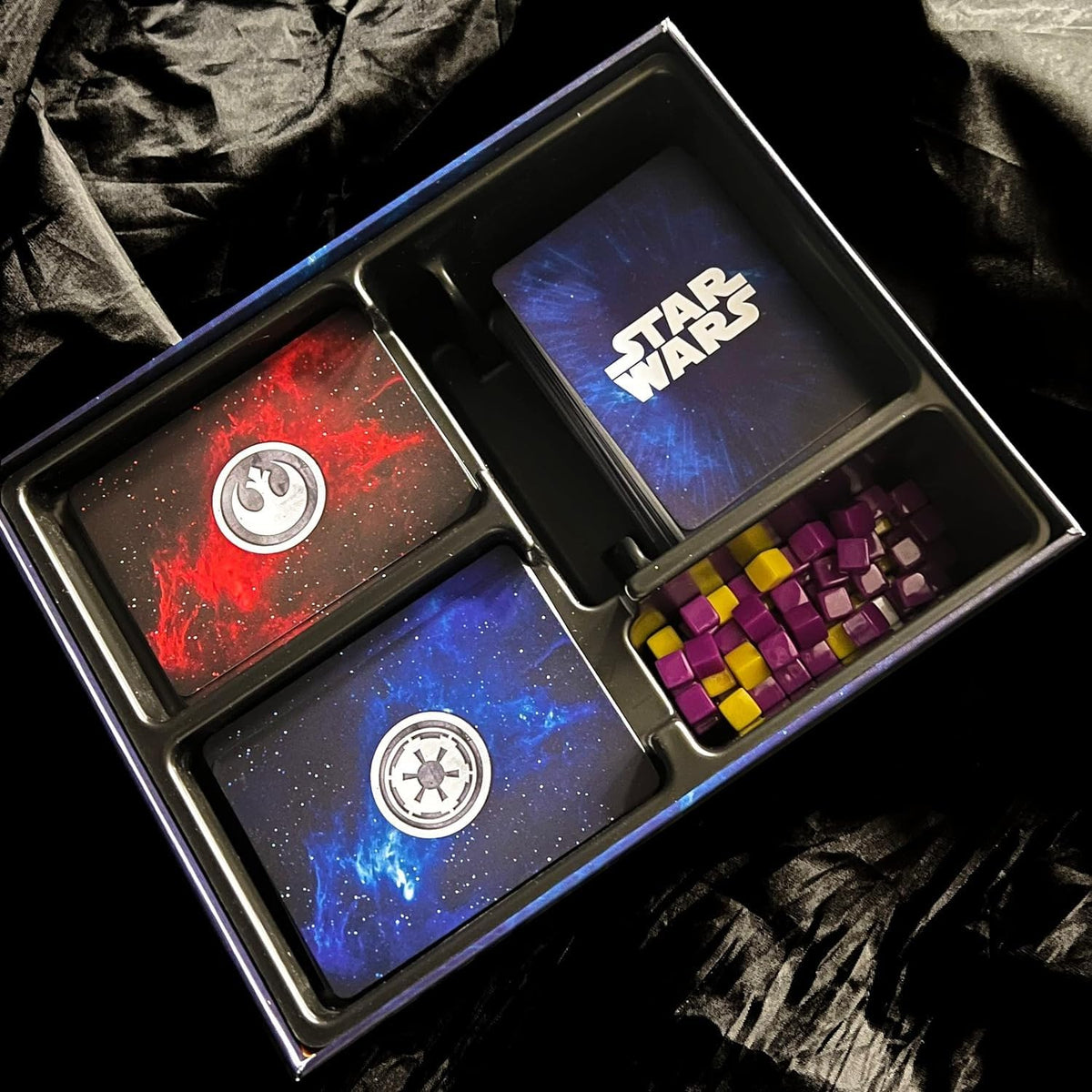 Asmodee Star Wars Deckbuilding Game empire-vs-rebel setup shows dynamic faction play.