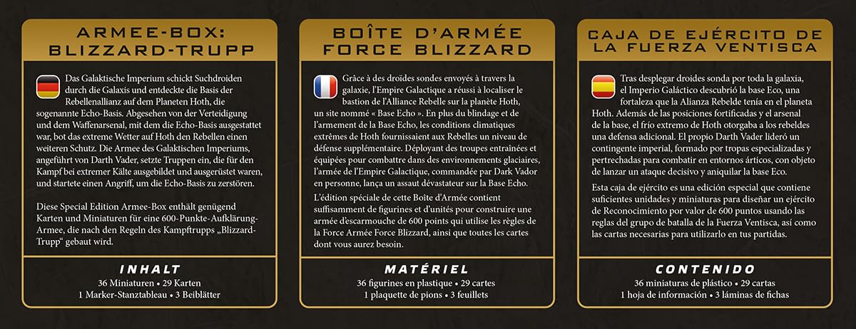 Asmodee Blizzard Force 600-point army box contents for quick play.