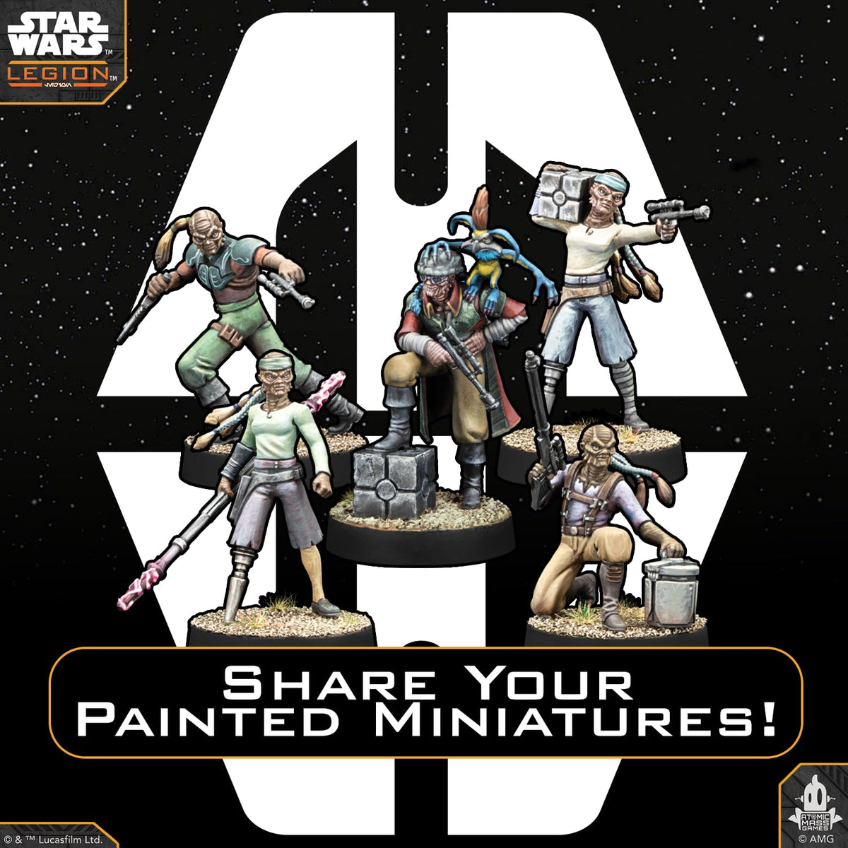 Star Wars: Legion mercenary cards including upgrades and command options.