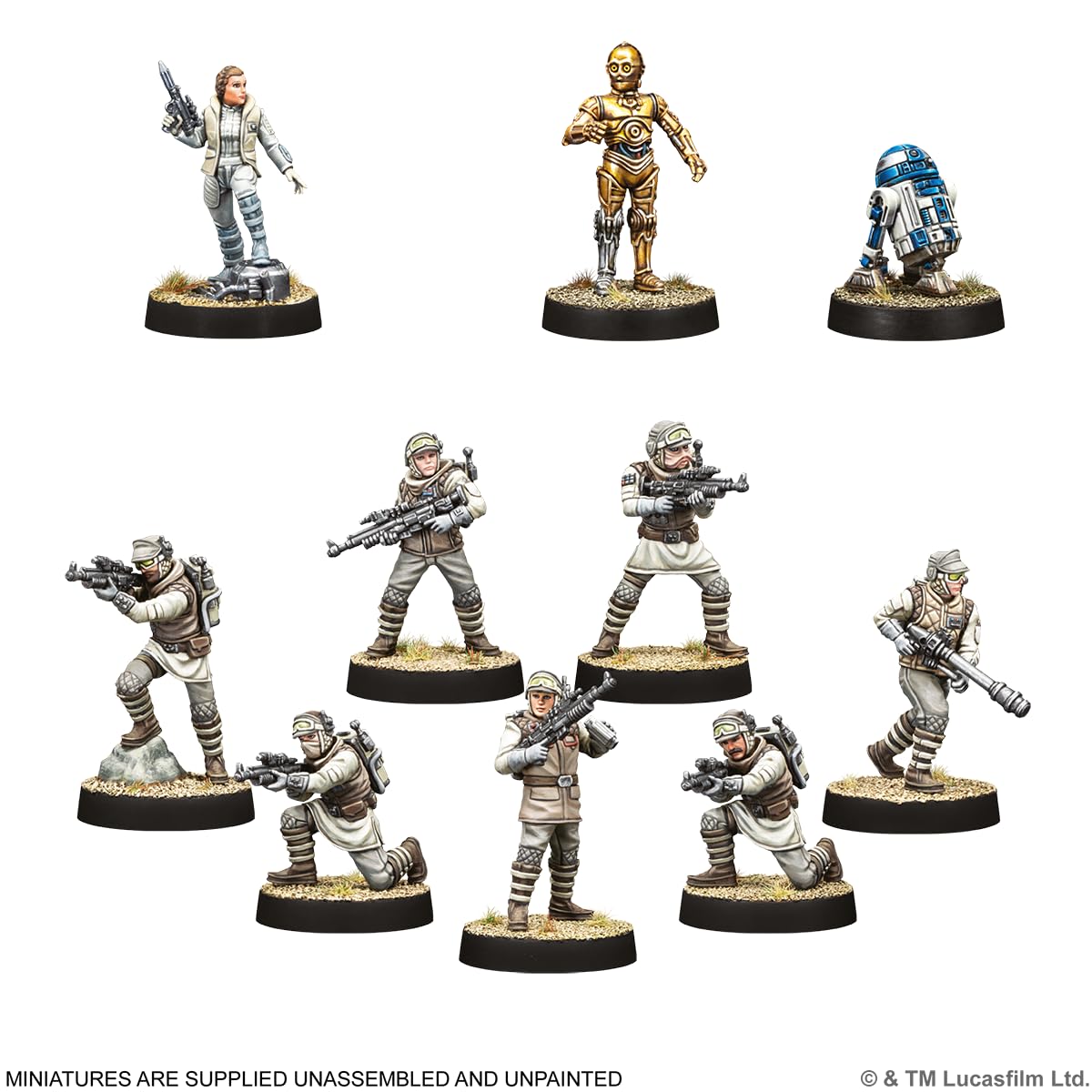 Twenty-seven miniatures ready for action in Asmodee Star Wars: Legion Echo Base Defenders.