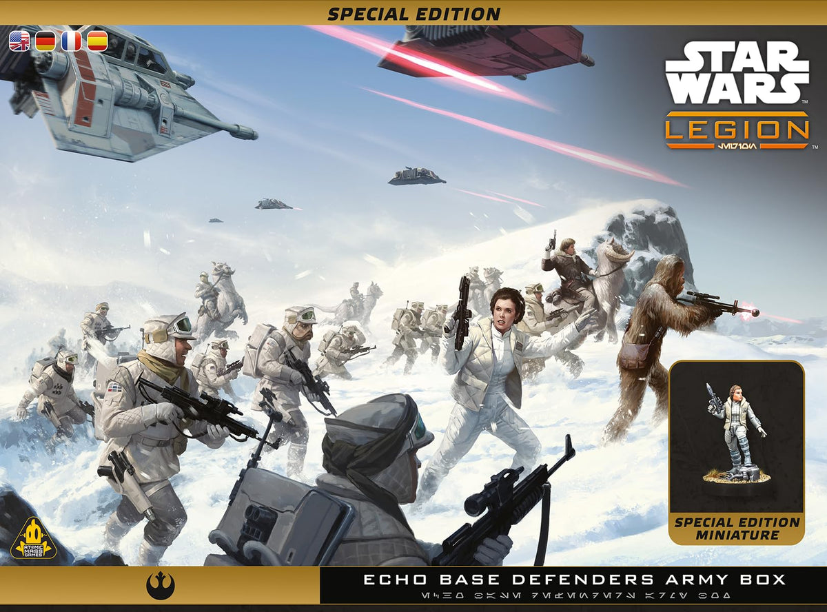 Asmodee Star Wars: Legion Echo Base Defenders box cover for immersive rebel battles.