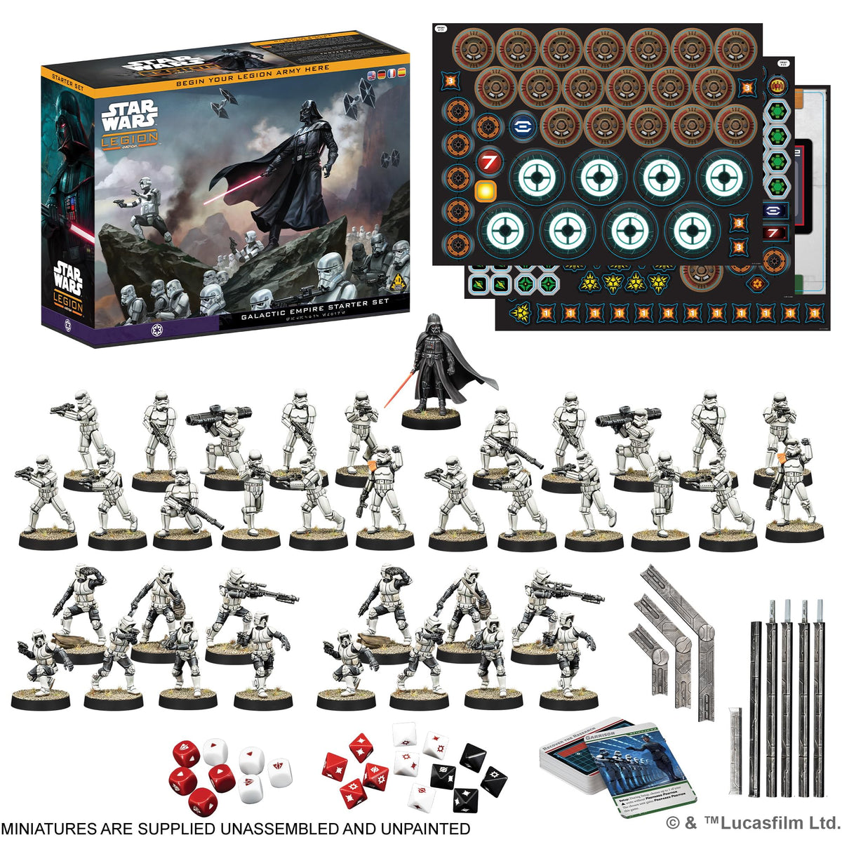 Asmodee Star Wars: Legion Galactic Empire starter set contents for complete battles