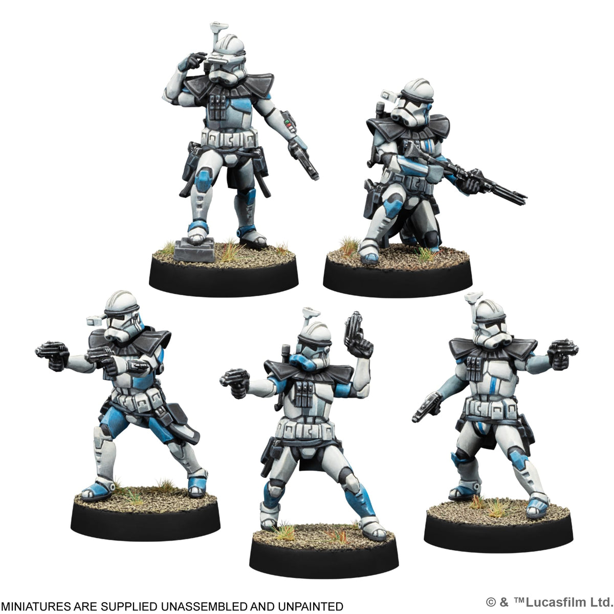Asmodee Star Wars Legion Galactic Republic dice and templates enable precise moves.