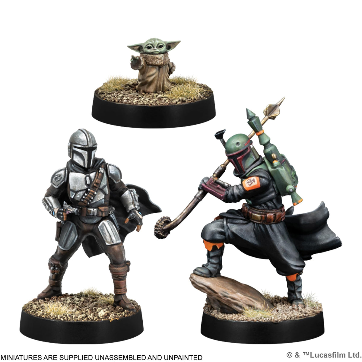 Asmodee Star Wars Legion Outer Rim Outlaws Din Djarin Mandalorian figure for dynamic squad tactics