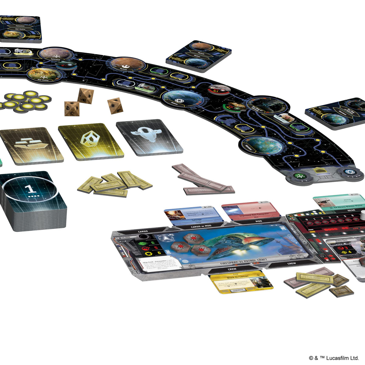 Asmodee Star Wars Outer Rim dice and cards highlight dynamic encounters and story-driven decisions