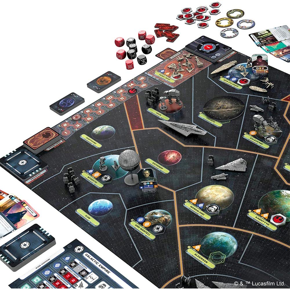 Asmodee Star Wars Rebellion system map visuals guide rapid deployment and region control.