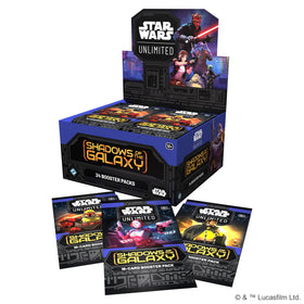Asmodee Star Wars Unlimited Shadows of the Galaxy close-up showing diverse common and foil cards.