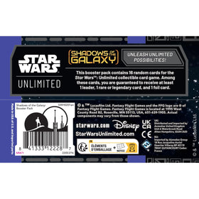 Asmodee Star Wars Unlimited Shadows of the Galaxy Mandalorian content shines in the display.