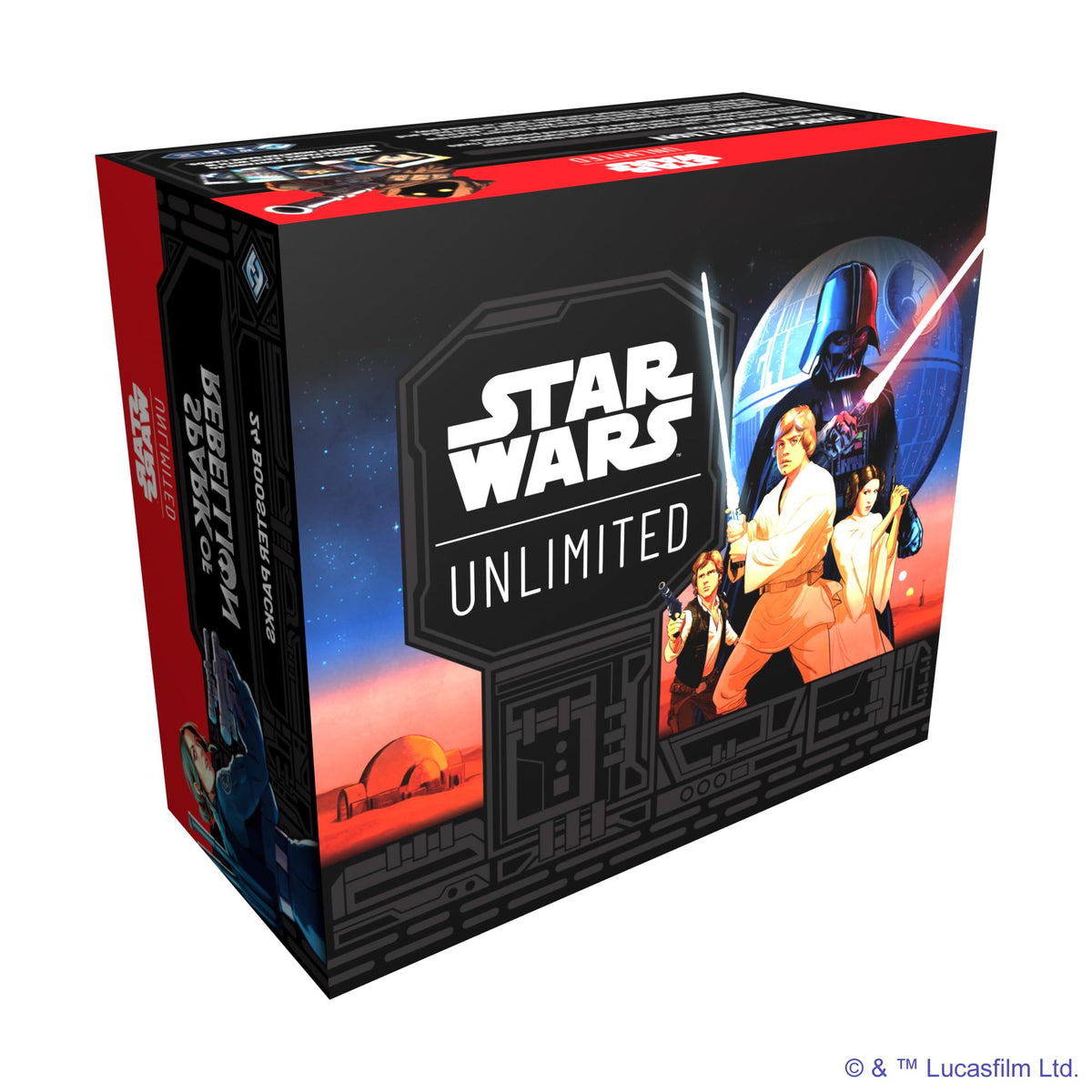 Asmodee Star Wars Unlimited Spark of Rebellion leader card detail showcases key game roles.