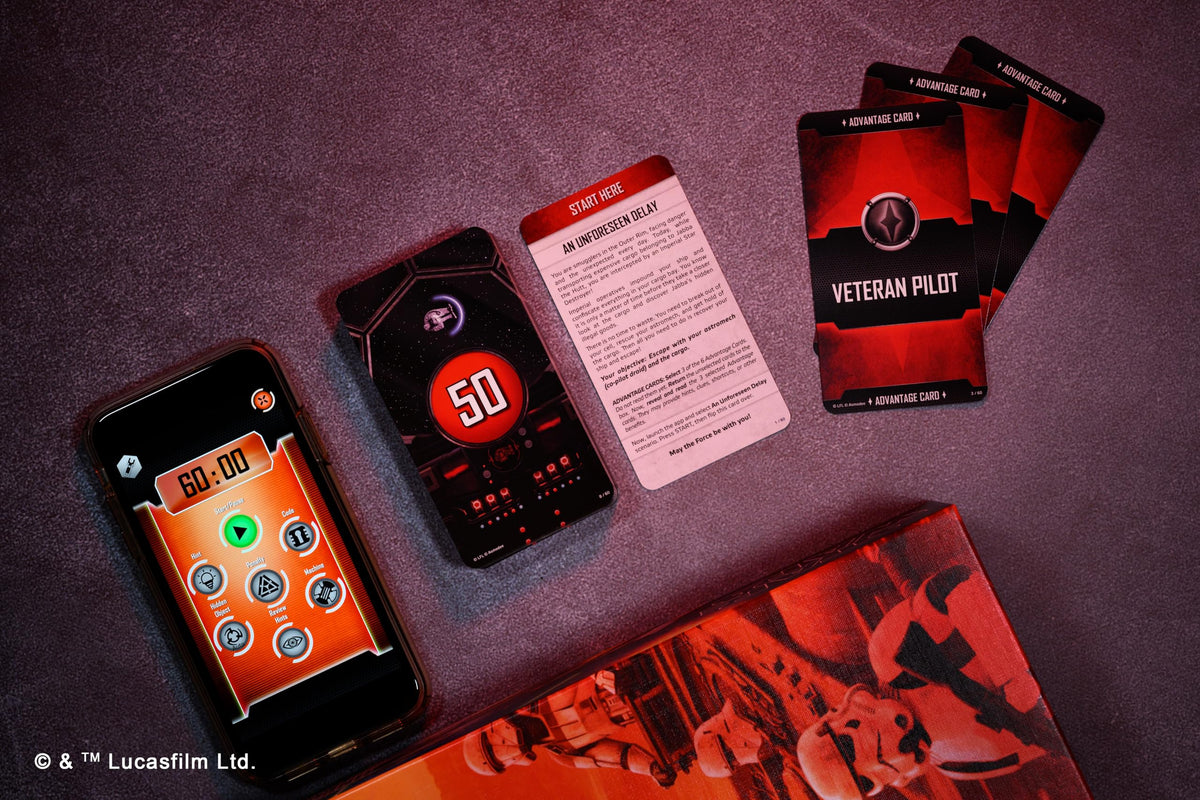 Asmodee Star Wars UNLOCK! Game components layout – tactile cards and tokens invite hands-on fun