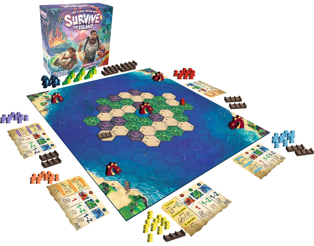 Asmodee Survive The Island players around the table enjoying strategic suspense