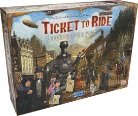 Asmodee Ticket to Ride Legacy Legends West cover art for epic family rail adventures