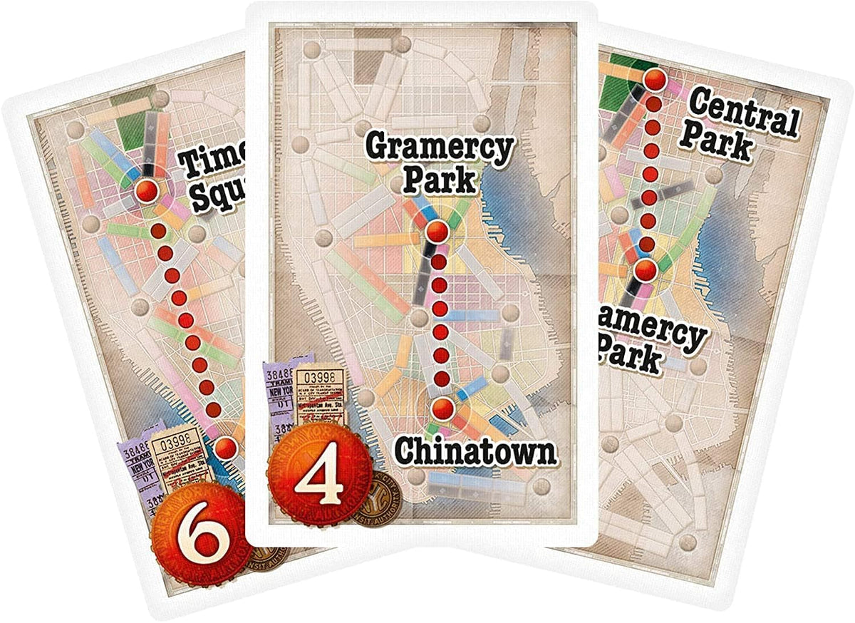 Asmodee Ticket to Ride New York game box contents laid out