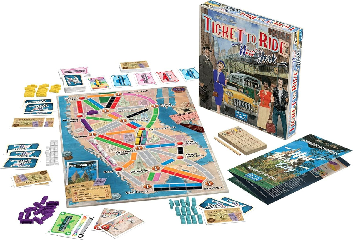 Asmodee Ticket to Ride New York plastic taxis for tactile gameplay