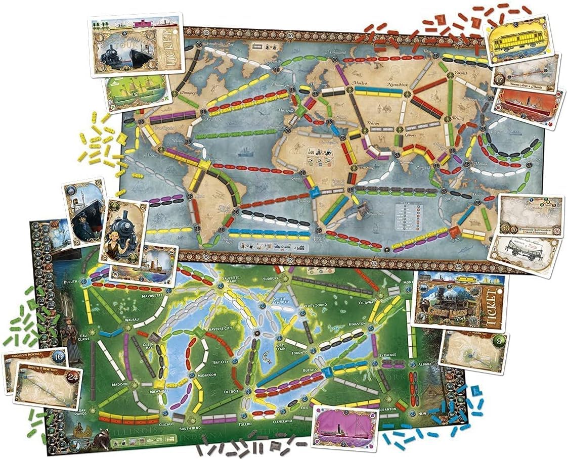 Asmodee Ticket to Ride Rails & Sails train cards enable quick decisions.