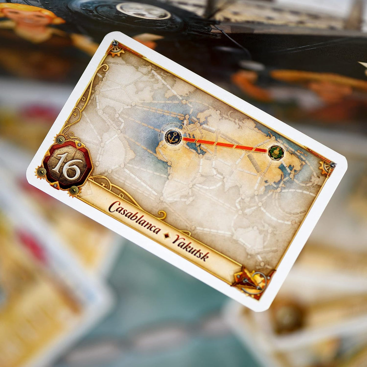 Asmodee Ticket to Ride Rails & Sails player pieces enhance competitive play.