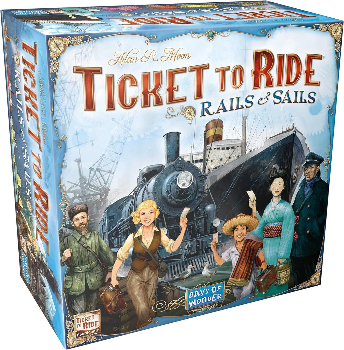 Asmodee Ticket to Ride Rails & Sails world map board for global route planning.