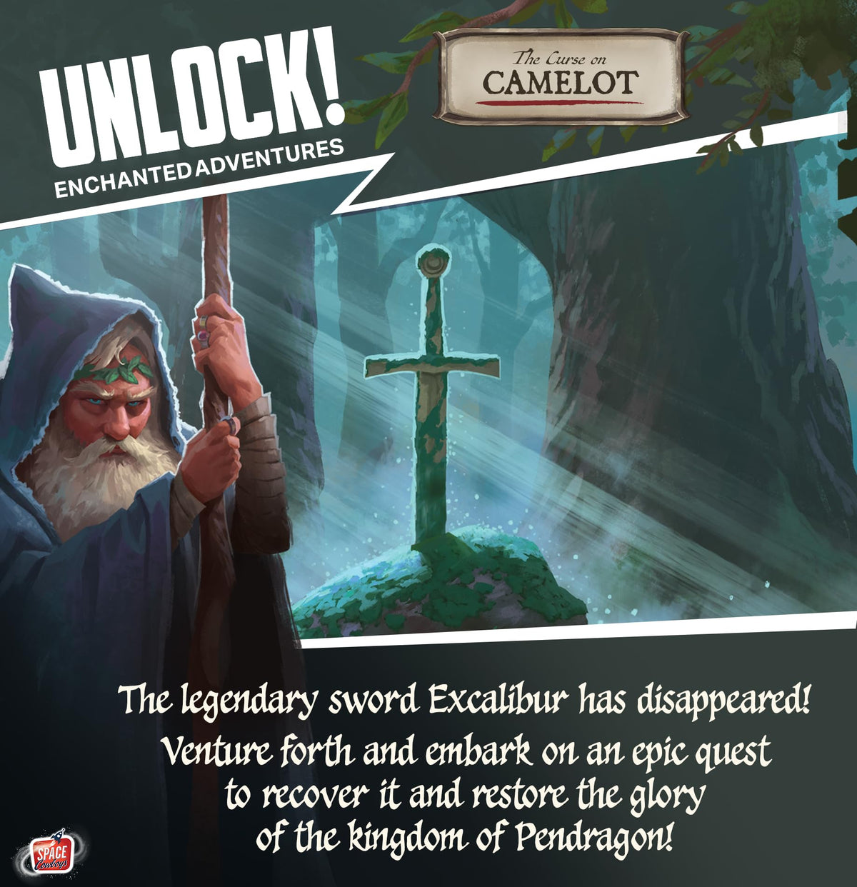 Asmodee Unlock! Enchanted Adventures app screen enhances timers and hints.