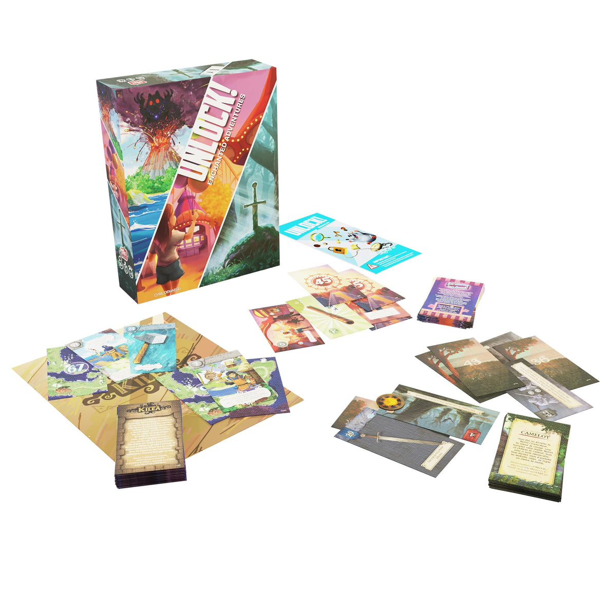 Asmodee Unlock! Enchanted Adventures deck of cards for cooperative group challenges.