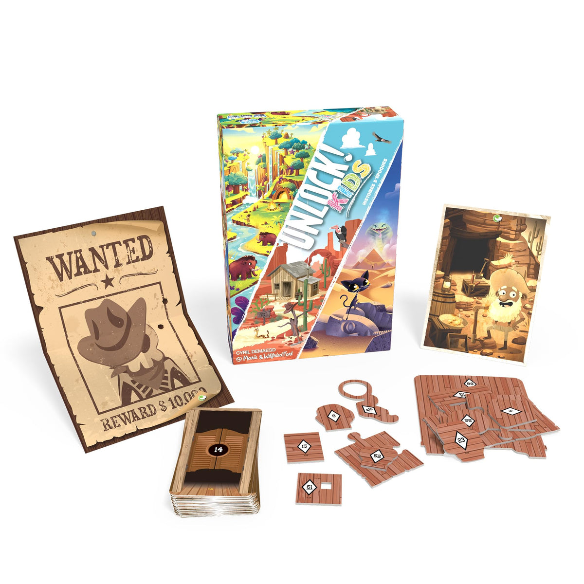 Asmodee Unlock! Kids Stories from the Past prehistory adventure scene supports family teamwork.