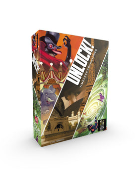 Asmodee UNLOCK! Timeless Adventures Noside Show act: escape-room vibes for family game night.