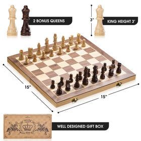 ASNEY upgraded magnetic chess set folded board highlights portable indoor outdoor use