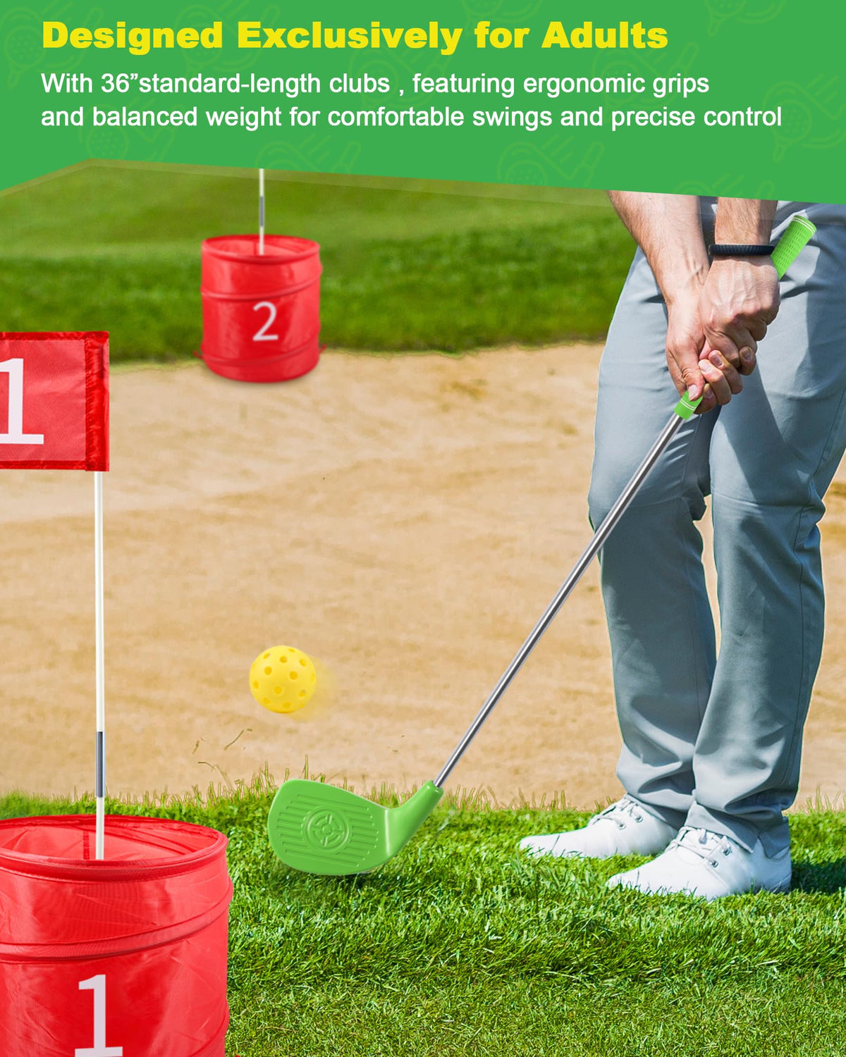 ASONA ABS plastic heads resist dents for durable outdoor use.